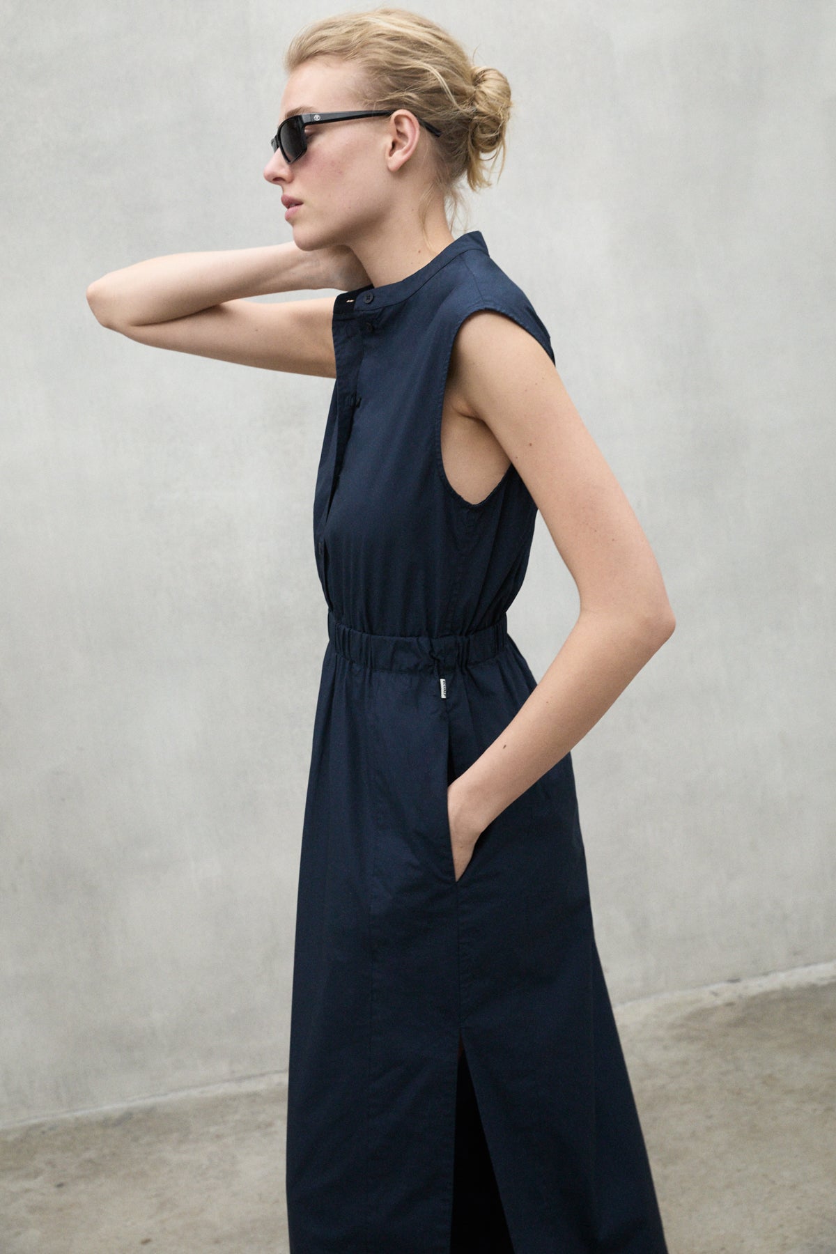 ecoalf-vestido-mika-azul-marino-de-mujer-30-algod-n-reciclado-cuello-mao-y-cintu image 3