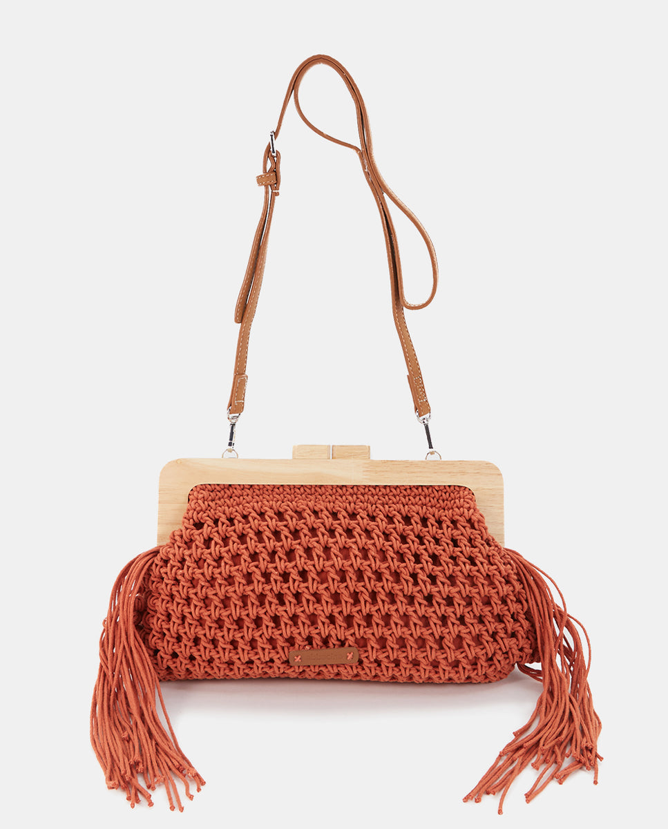 abbacino-clutch-macram-naranja-boho-con-flecos image 3