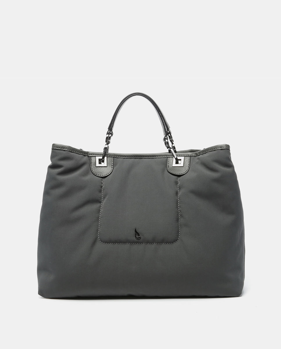 abbacino-lady-bag-bolso-de-mano-grande-de-nylon-gris image 1