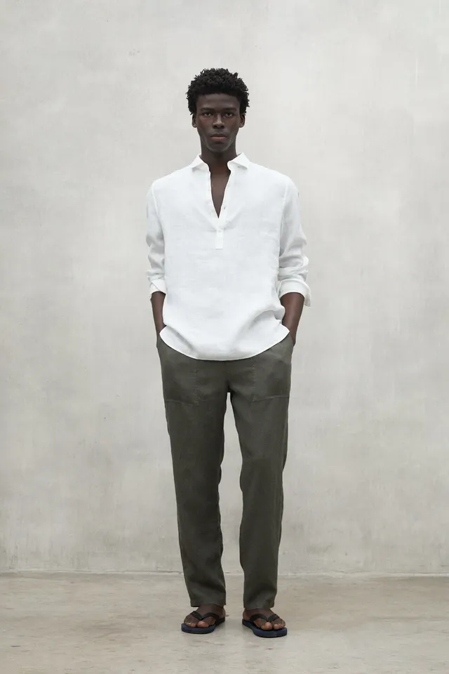 ecoalf-camisa-polino-blanca-de-lino-para-hombre-fit-regular image 1