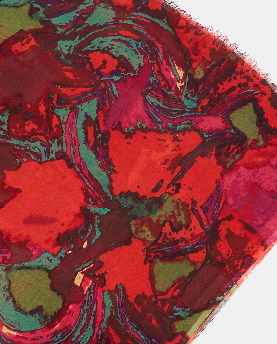abbacino-pa-uelo-viscosa-rojo-estampado-abstracto-flecos image 4