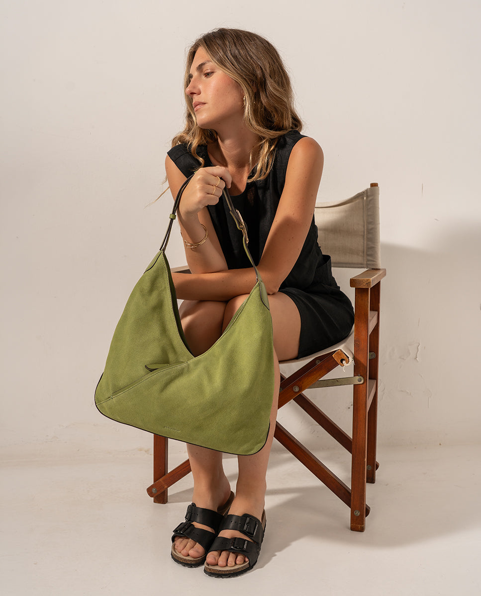 abbacino-bolso-de-hombro-hobo-piel-y-serraje-verde image 2