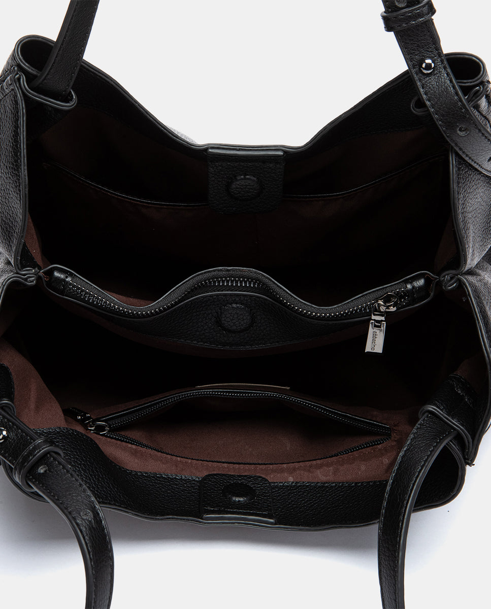 abbacino-bolso-hombro-negro-reciclado-con-borla image 5