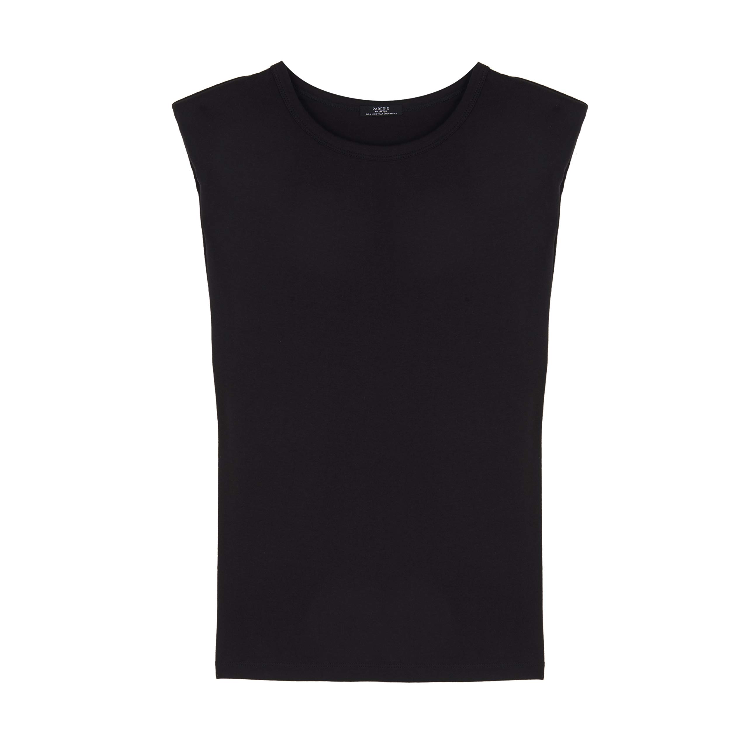 parfois-camiseta-con-hombreras-cuello-redondo-mujer-negro image 1