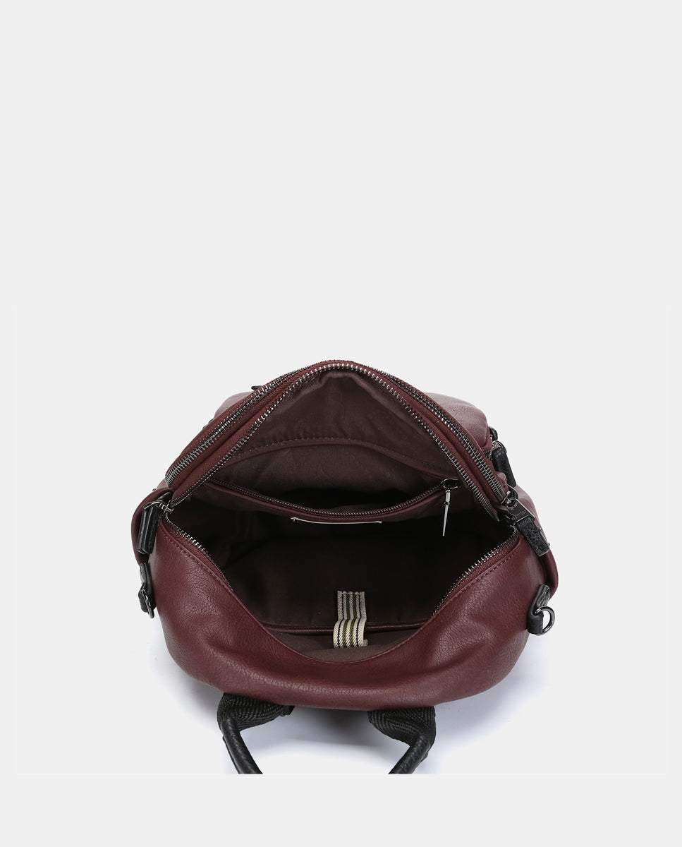 abbacino-mochila-de-mujer-burdeos-de-materiales-reciclados image 6