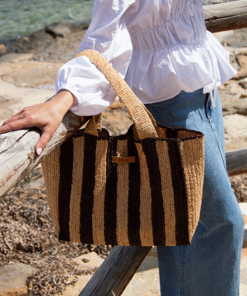 kbas-bolso-tote-de-rafia-natural-a-rayas-con-cierre-magn-tico image 3