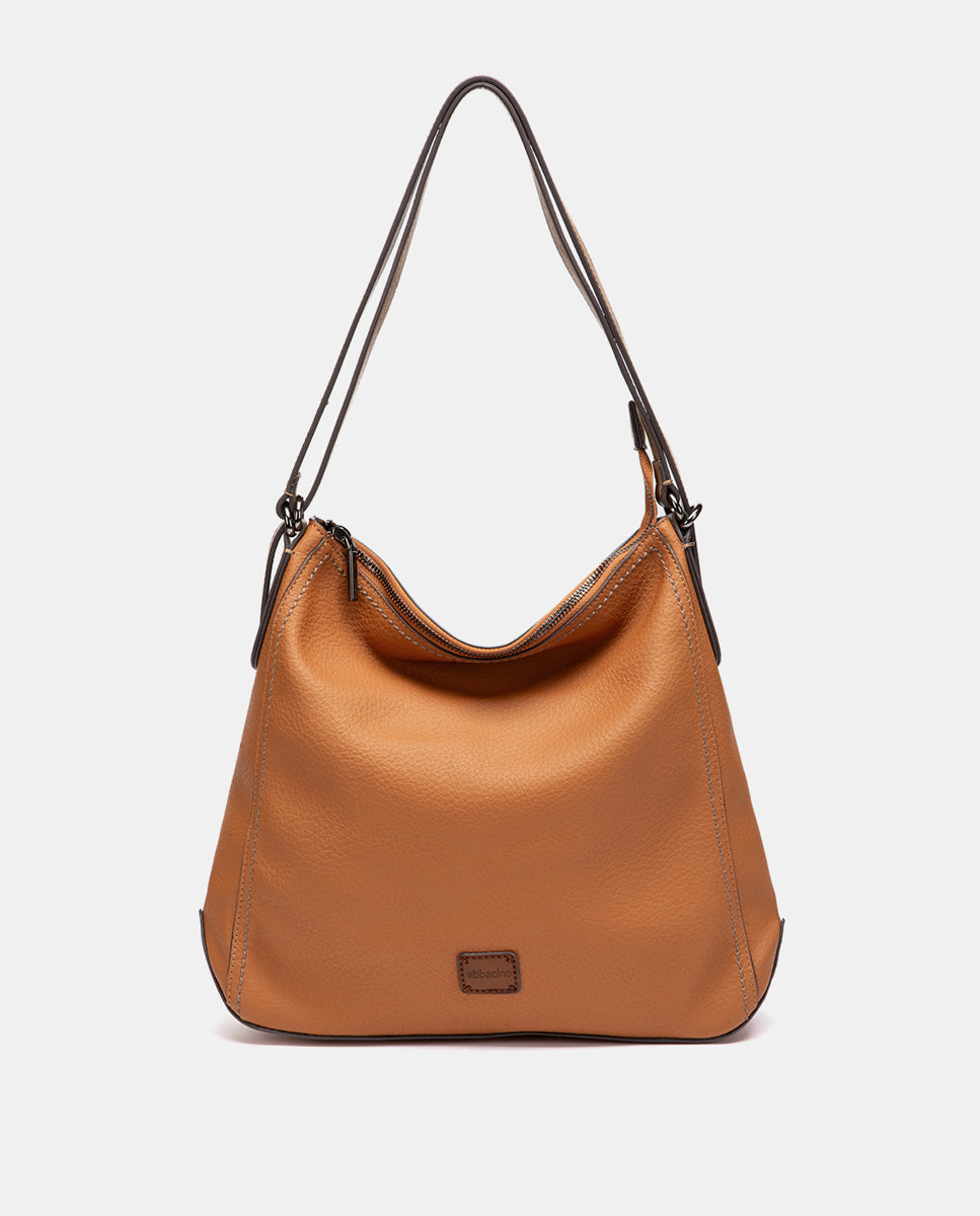 abbacino-bolso-multifuncional-reciclado-cognac-convertible-mochila image 1