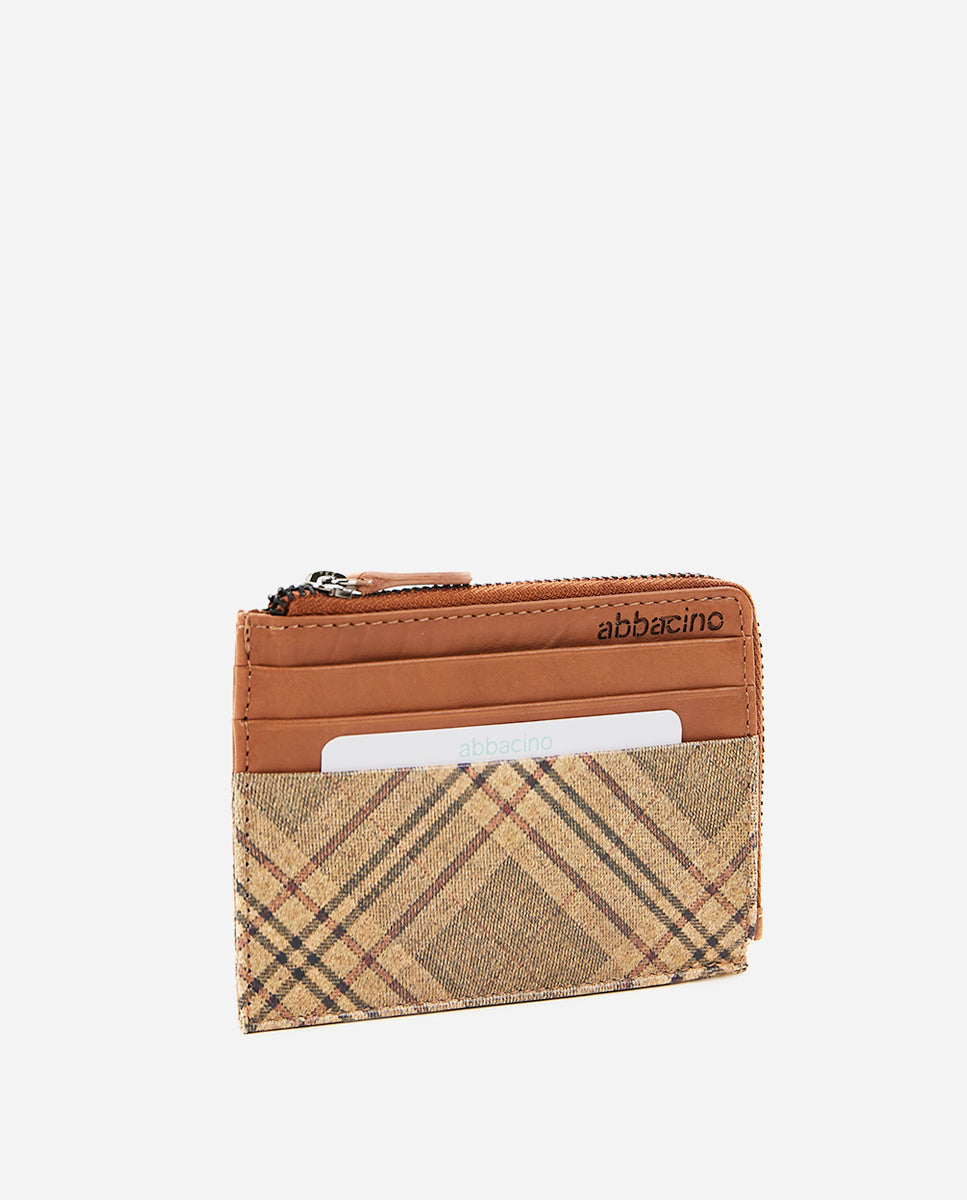 abbacino-monedero-tarjetero-de-mujer-piel-print-cuadros-cognac image 2