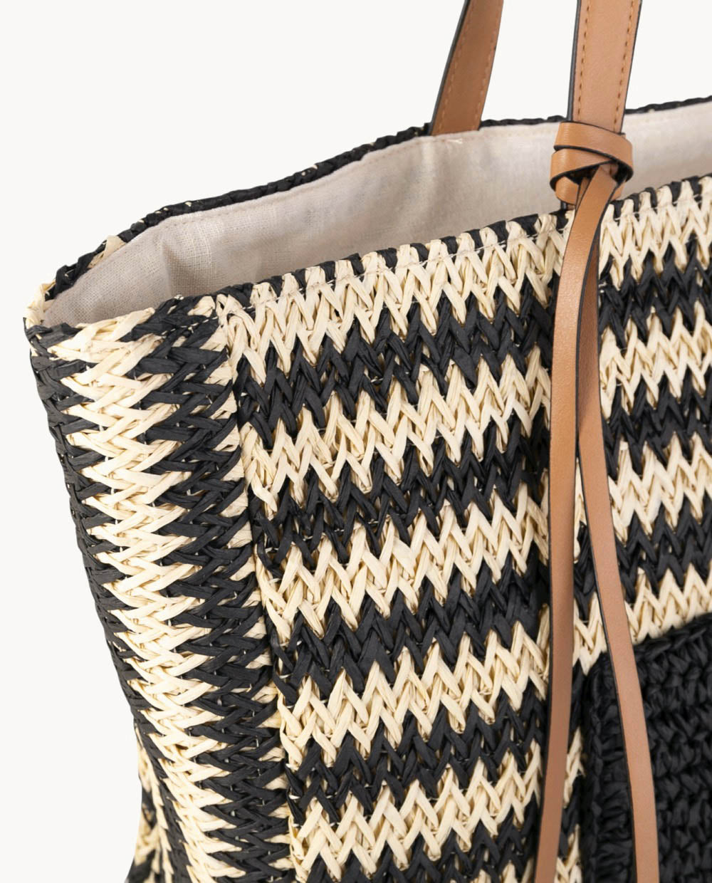 kbas-bolso-tote-de-fibra-natural-con-cremallera-color-negro-37-x-10-x-31-cm image 3