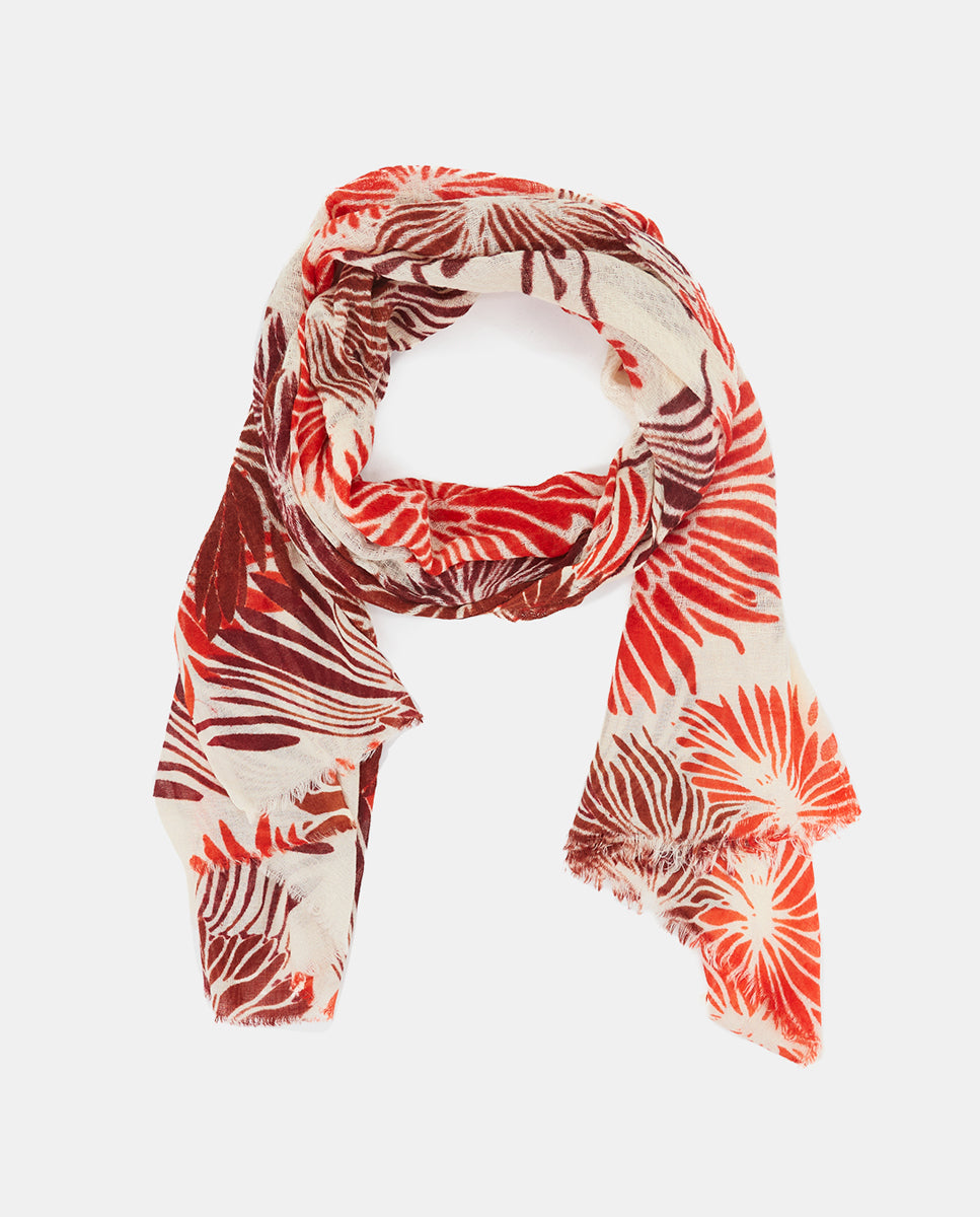 abbacino-pa-uelo-de-lana-estampado-floral-naranja image 2