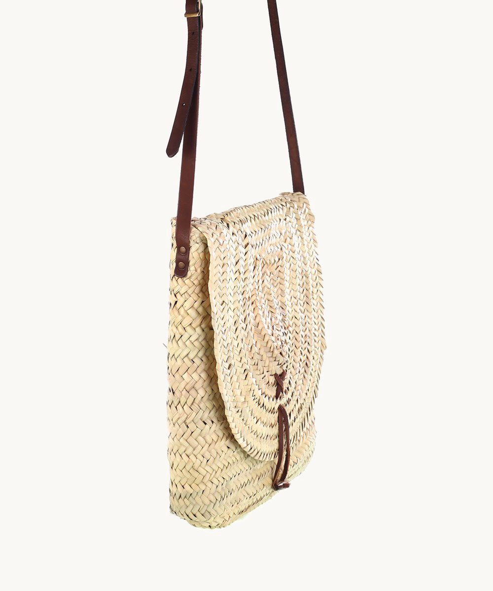 kbas-bolso-bandolera-de-fibra-natural-con-asa-de-cuero-30x7x36-cm-color-natural image 2