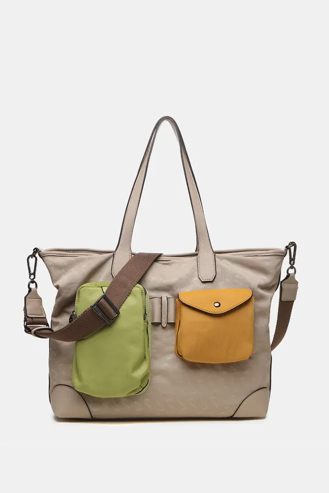 abbacino-bolso-shopper-mujer-nylon-camel-print image 1