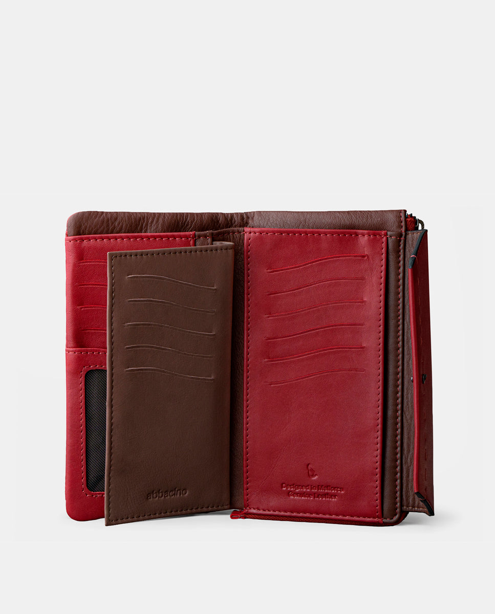 abbacino-cartera-grande-piel-roja-con-monedero image 2