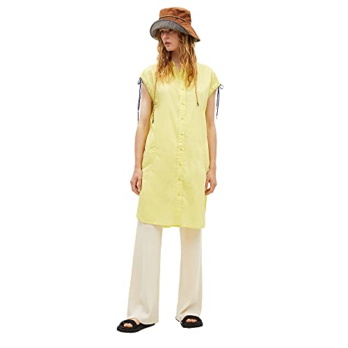 parfois-vestido-camisero-detalle-cordones-amarillo-mujer image 7