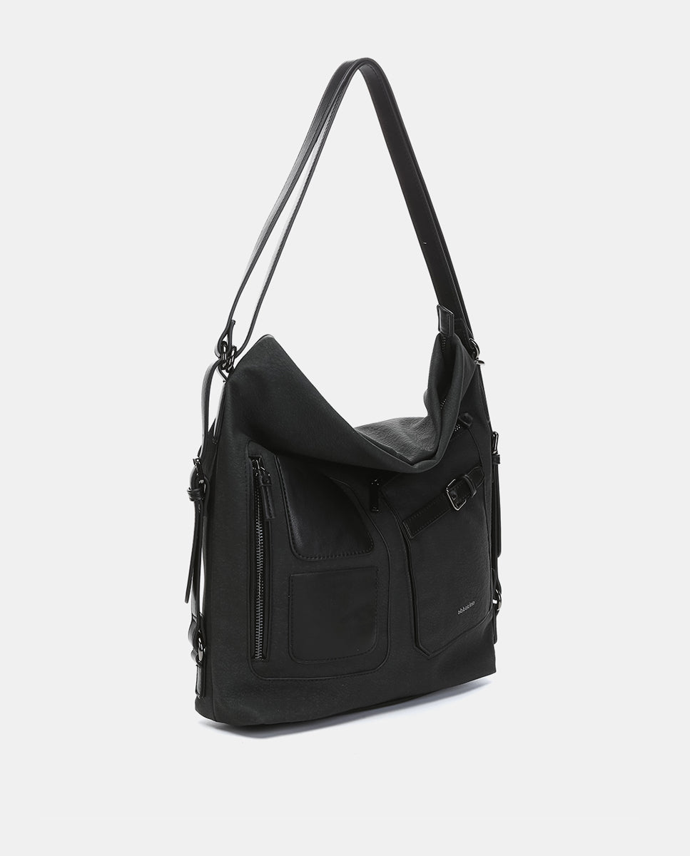 abbacino-bolso-multifuncional-reciclado-negro-convertible-mochila image 2