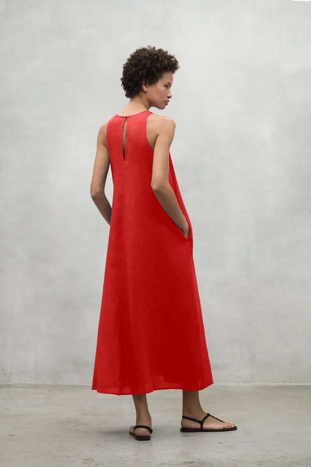 vestido-ukara-de-ecoalf-lino-reciclado-naranja image 1