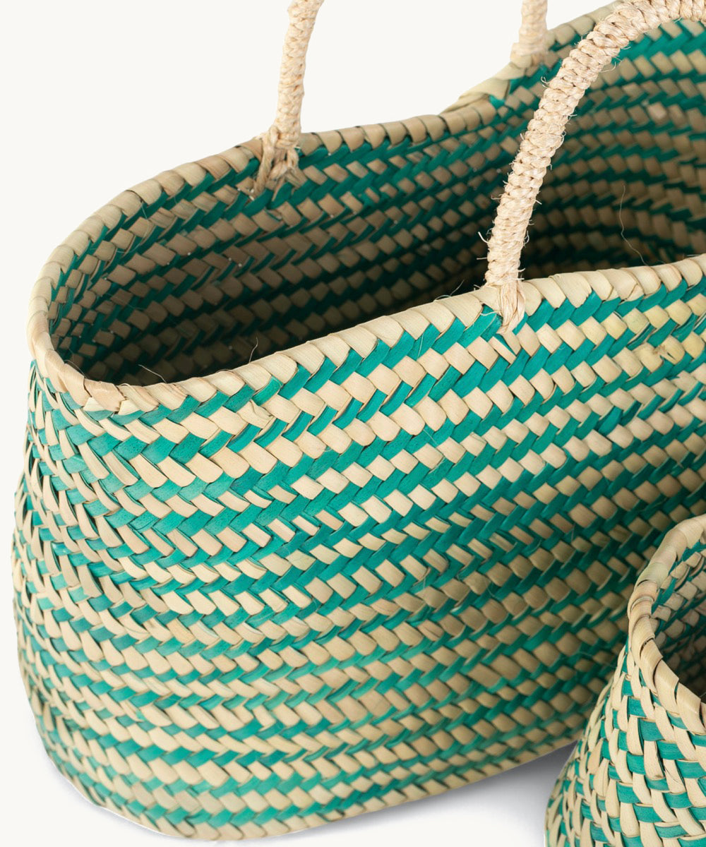 kbas-juego-dos-capazos-palma-natural-multi-verde-bolsos-de-fibra-natural image 6