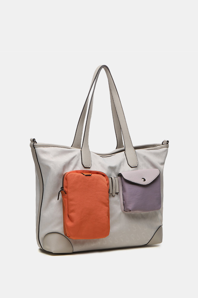 abbacino-bolso-shopper-beige-de-nylon-con-print-propio image 4