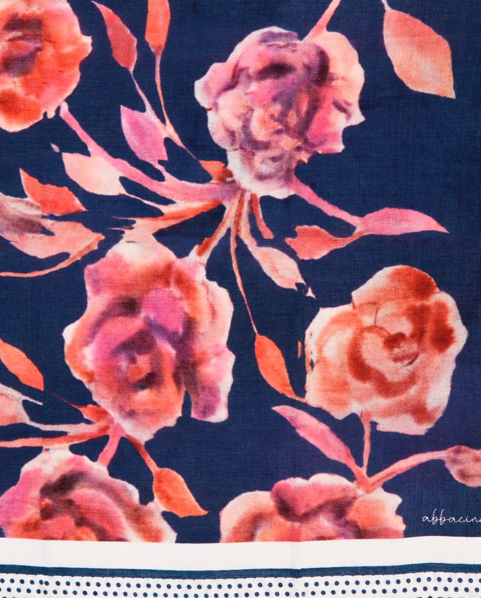 abbacino-bandana-de-seda-y-modal-floral-azul image 5