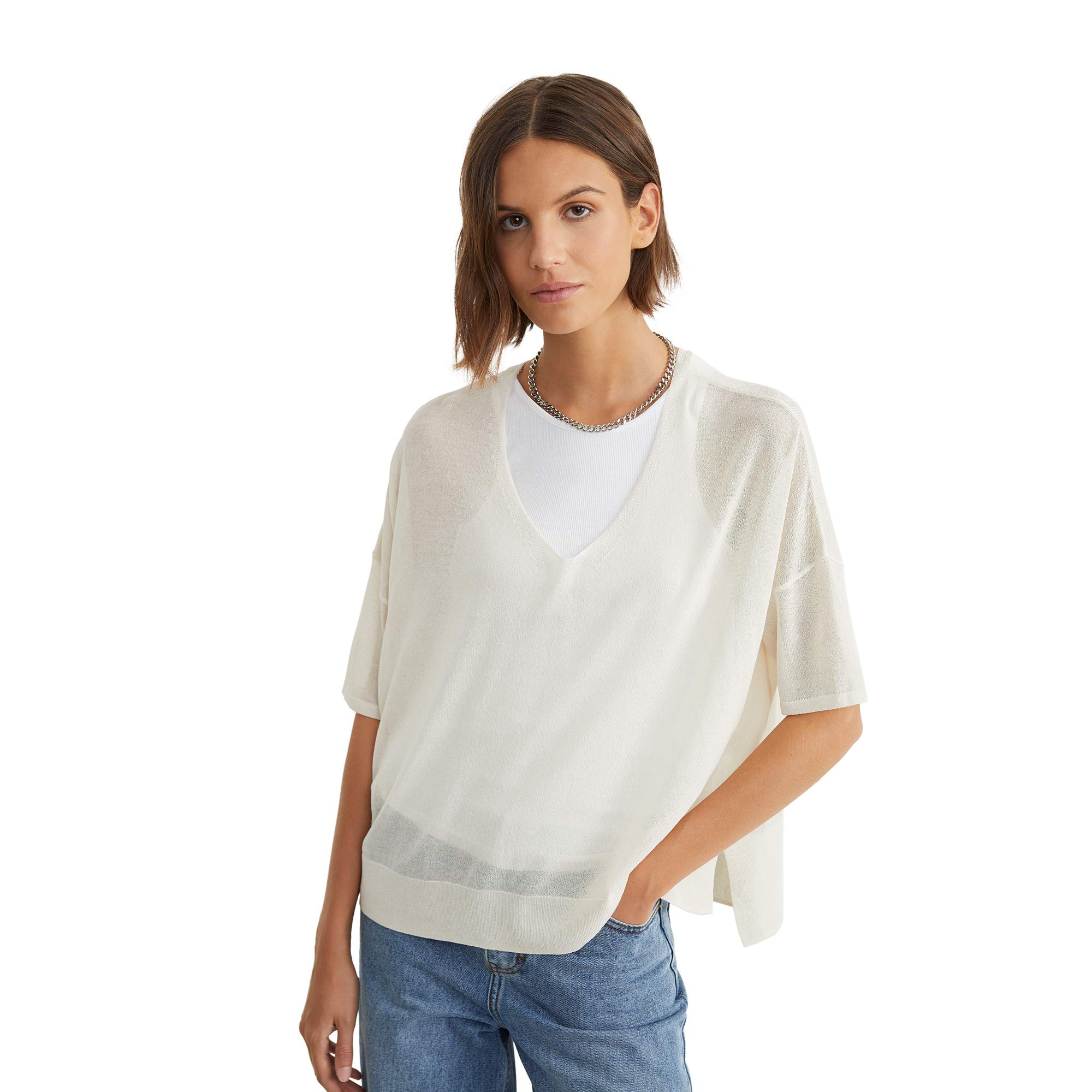 parfois-top-de-punto-escote-pico-mujer image 6