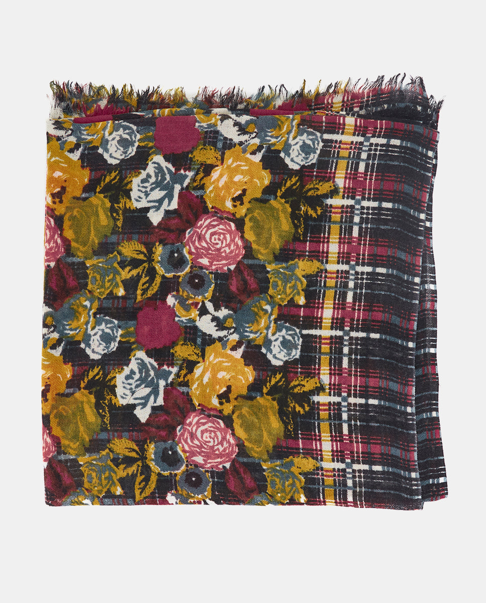 pa-uelo-de-lana-abbacino-negro-estampado-floral-y-cuadros image 3