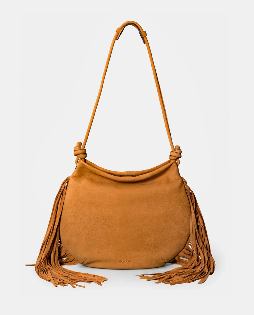 abbacino-bolso-de-hombro-en-piel-con-flecos-cognac image 1
