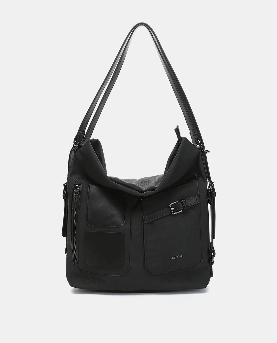 abbacino-bolso-multifuncional-reciclado-negro-convertible-mochila image 1