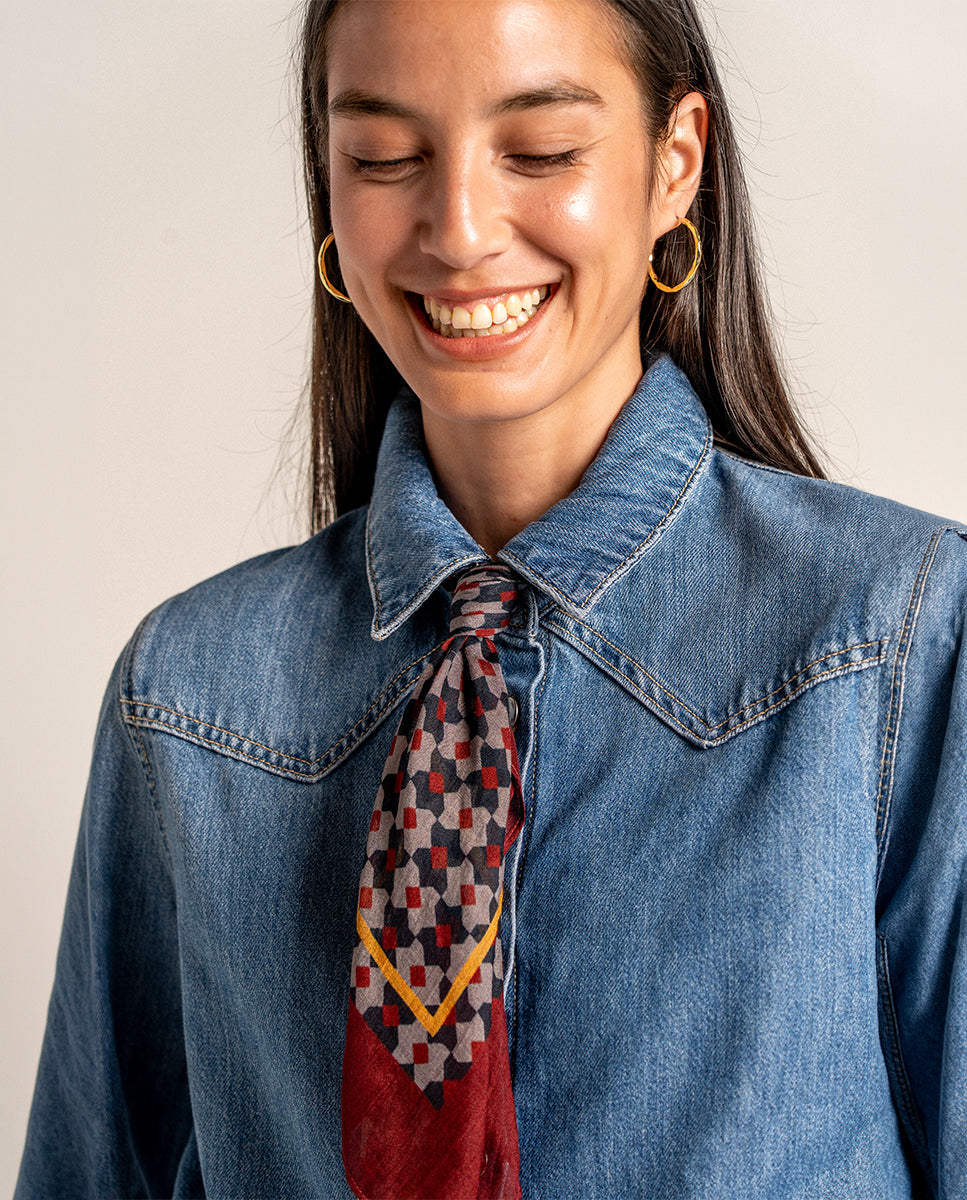 abbacino-bandana-de-seda-burdeos-con-estampado-geom-trico image 5