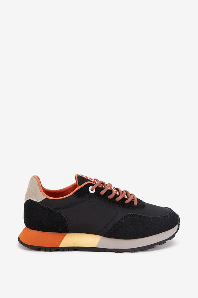 abbacino-sneaker-mujer-piel-negro-y-naranja image 1
