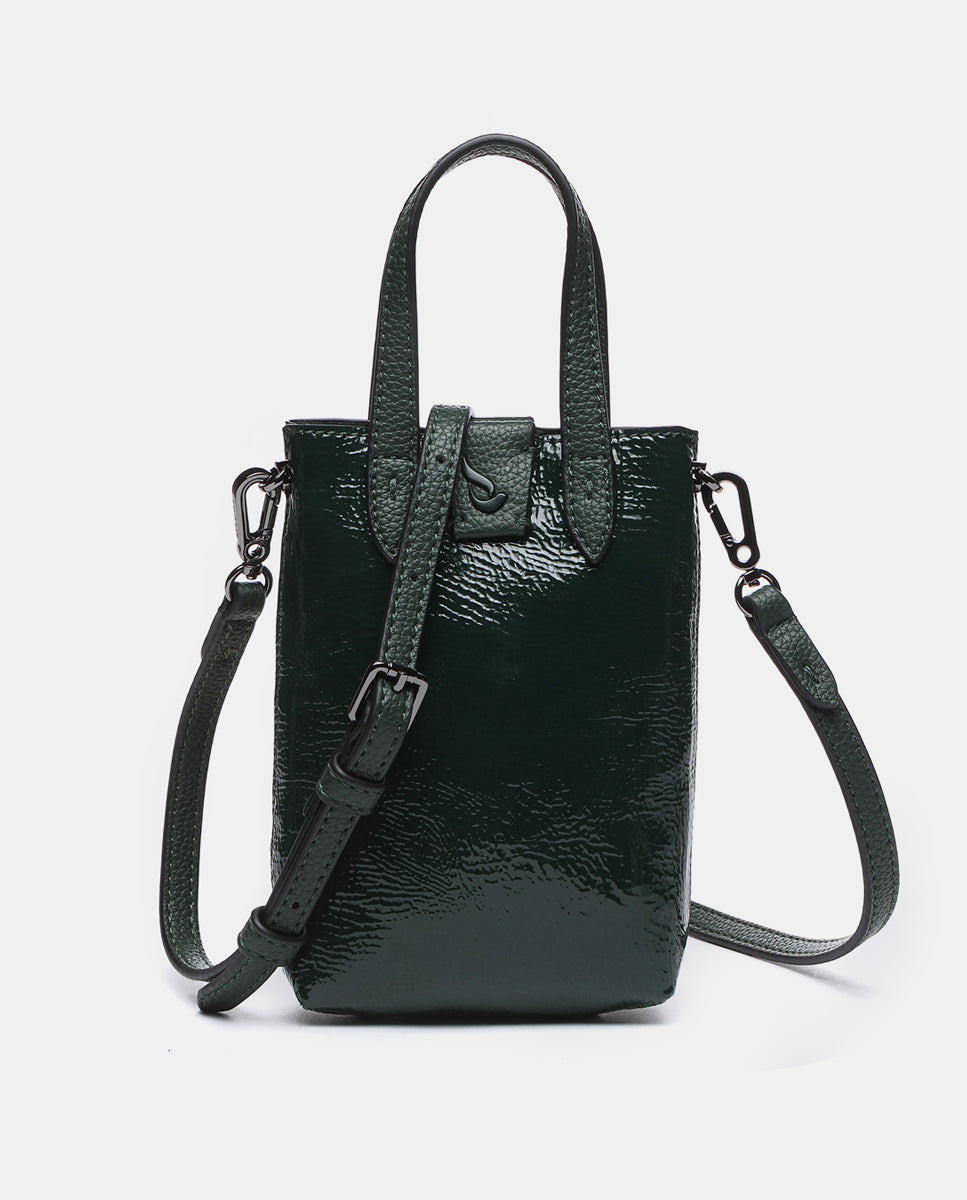 abbacino-bolso-de-mano-mini-en-charol-verde-con-bandolera-ajustable-y-extra-ble- image 4