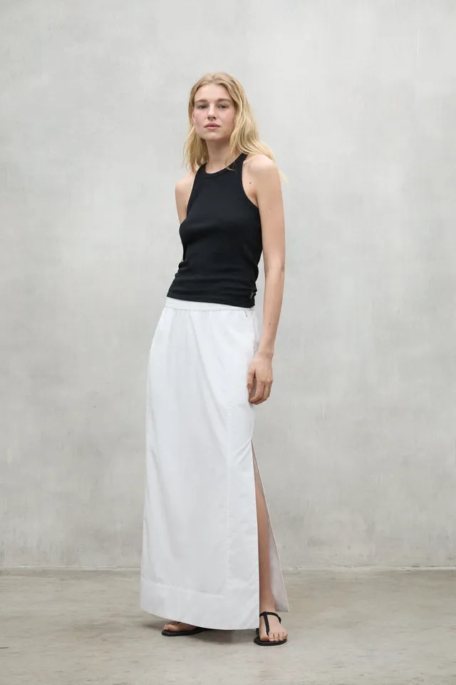 falda-ecoalf-ines-blanca-falda-de-tencel-modal-con-cintura-ajustable image 1