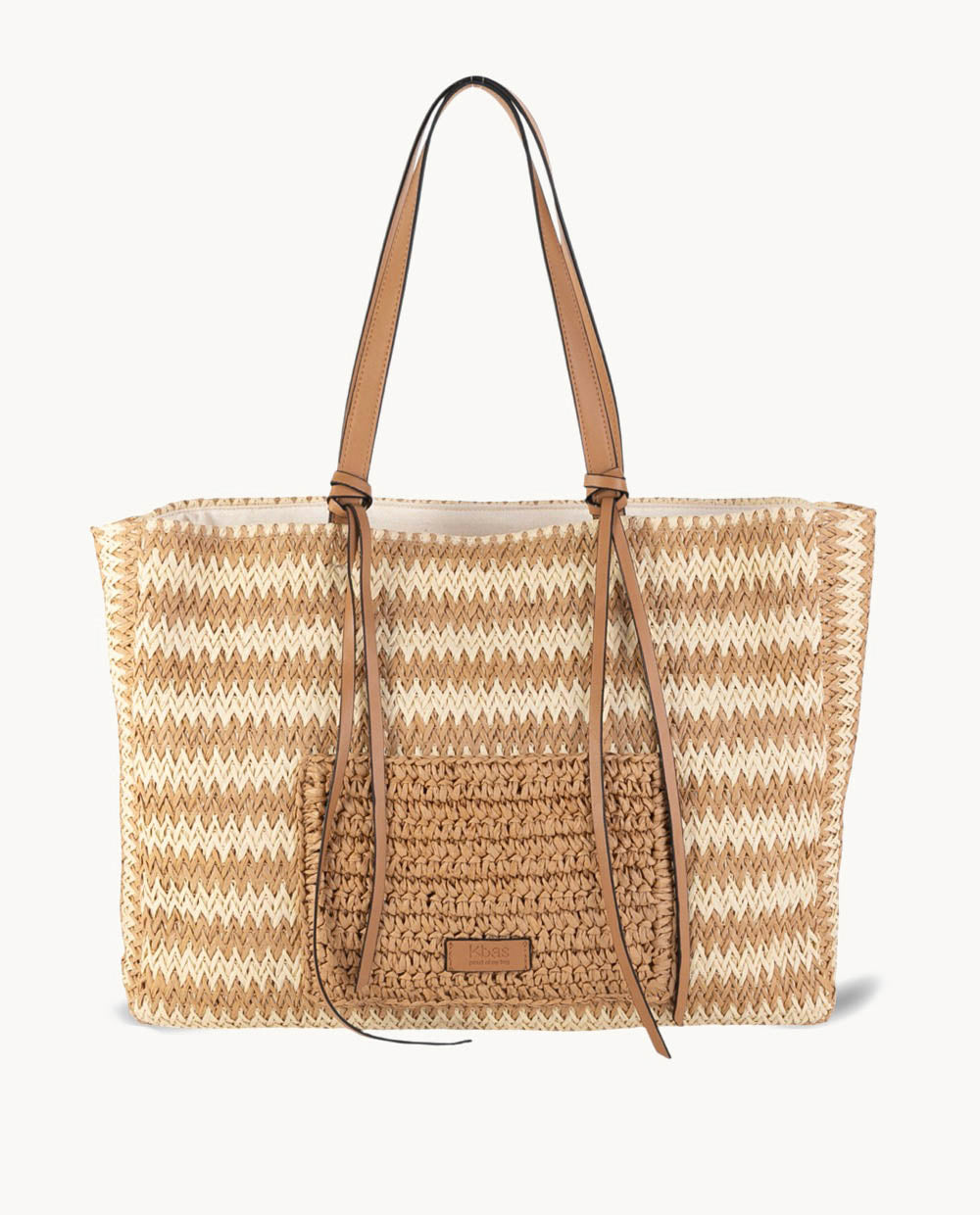bolso-tote-de-fibra-natural-kbas-con-cremallera-color-tostado image 1