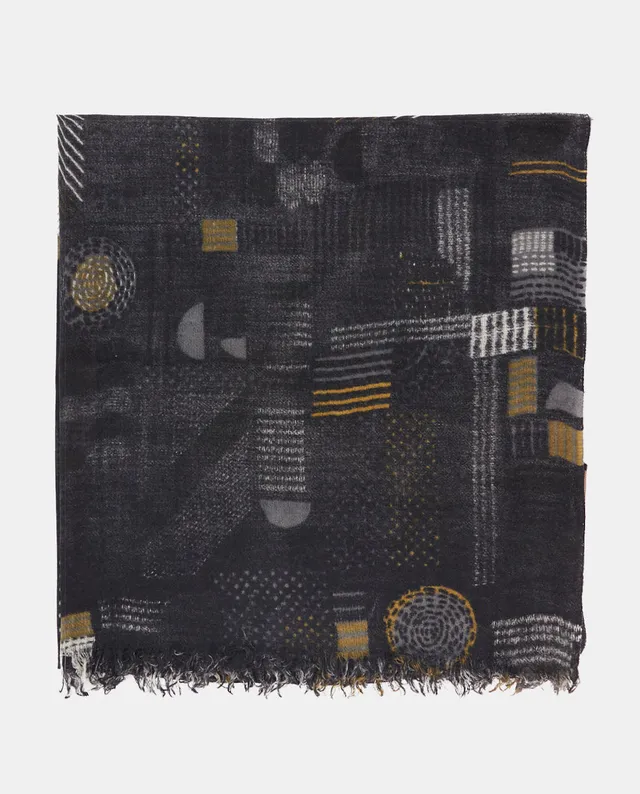 abbacino-pa-uelo-de-lana-negro-con-estampado-geom-trico-mujer image 1