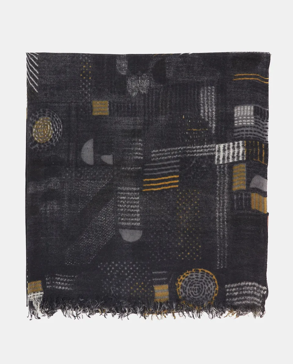 abbacino-pa-uelo-de-lana-negro-con-estampado-geom-trico-mujer image 1