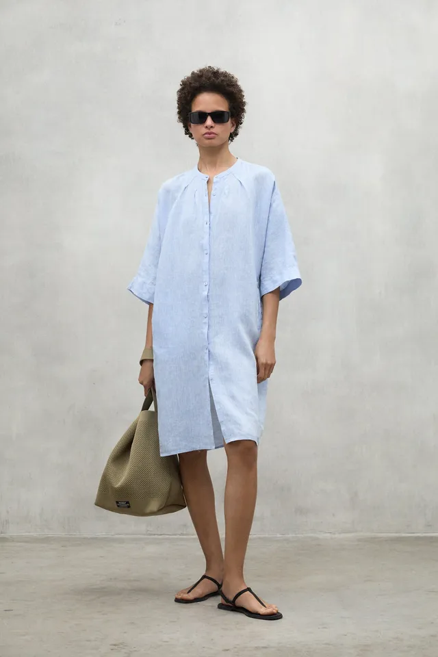 ecoalf-vestido-corto-lea-azul-claro-lino-reciclado image 1