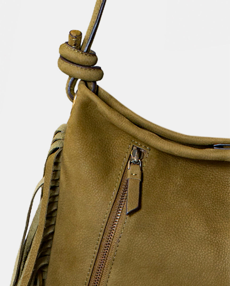 abbacino-bolso-de-hombro-mujer-piel-verde-con-flecos image 7