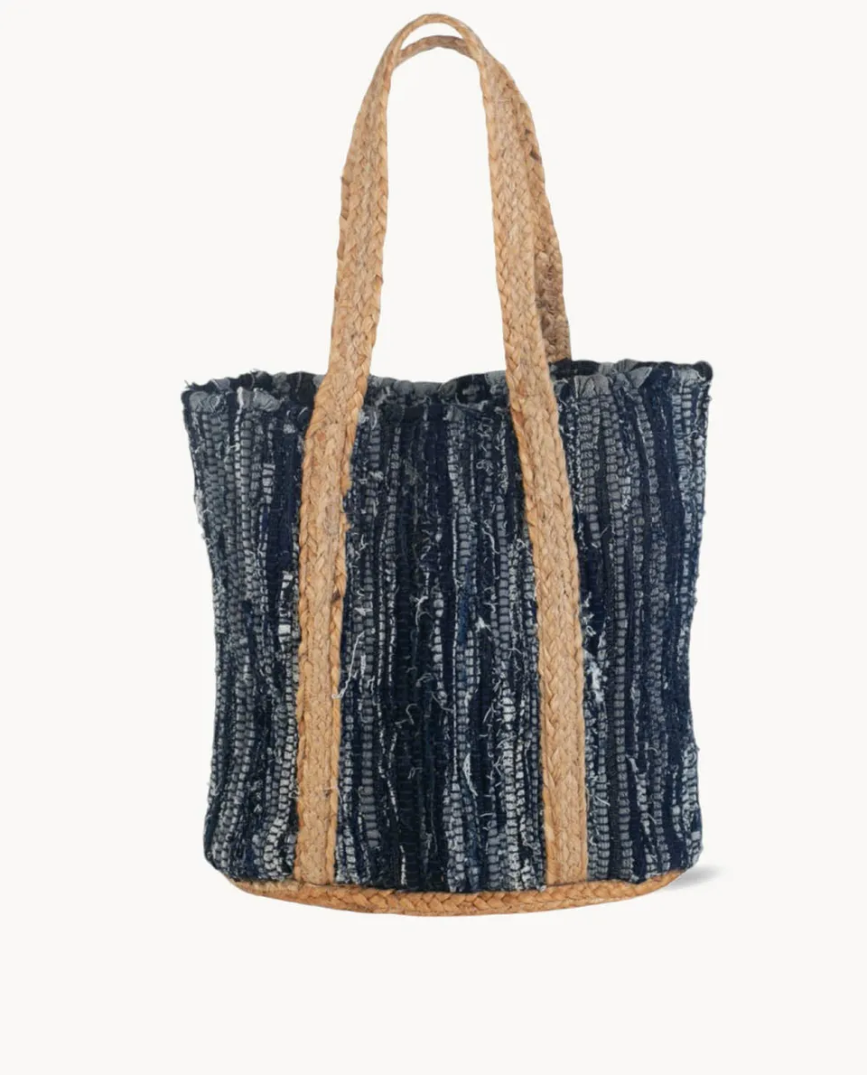 kbas-bolso-denim-y-yute-color-azul-tote-casual-y-resistente image 1