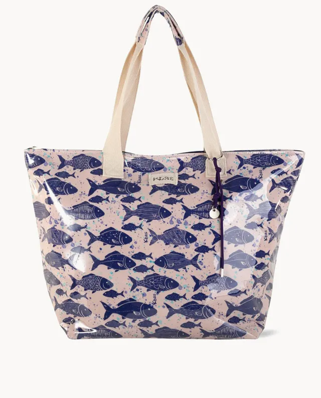 bolso-playa-kbas-lona-plastificada-estampado-pescado-con-cremallera image 1