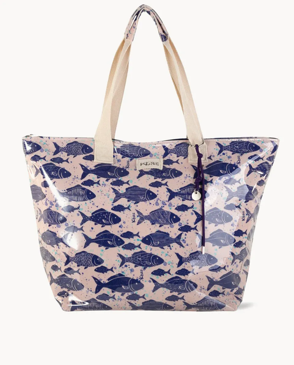 bolso-playa-kbas-lona-plastificada-estampado-pescado-con-cremallera image 1