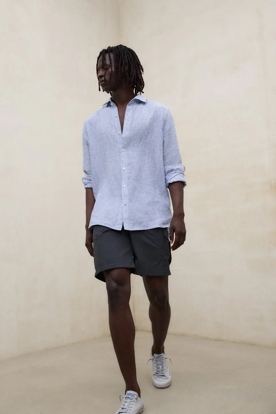 ecoalf-camisa-alfredo-de-lino-a-rayas-azul-marino-100-lino image 1