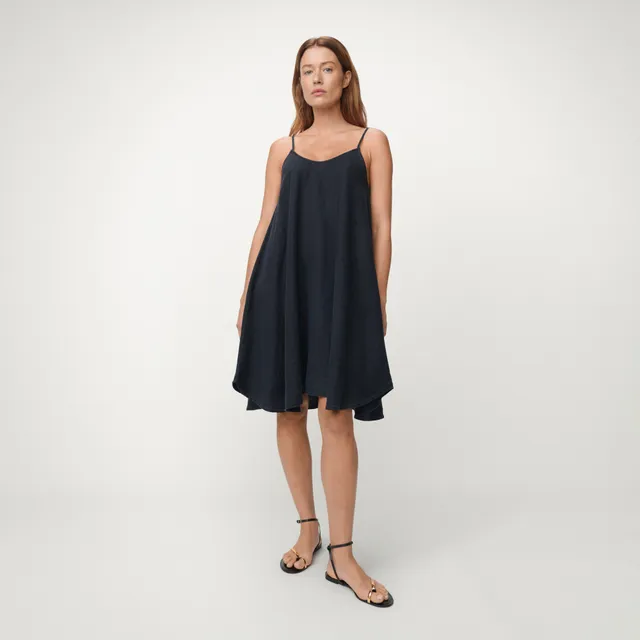vestido-yara-de-lois-midi-de-lino-hecho-en-espa-a-color-azul-marino-tallas-xs-xl image 1
