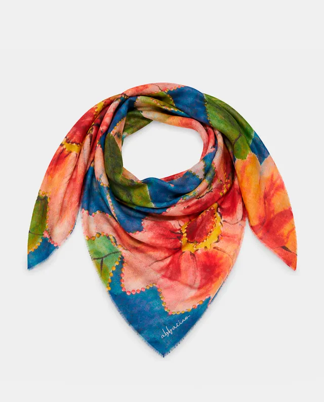 abbacino-bandana-de-seda-y-modal-verde-con-estampado-floral image 1