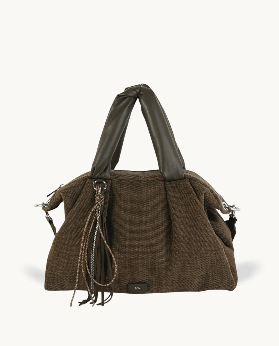 kbas-bolso-bowling-de-tejido-efecto-textura-color-kaki-38x17x22-cm image 1