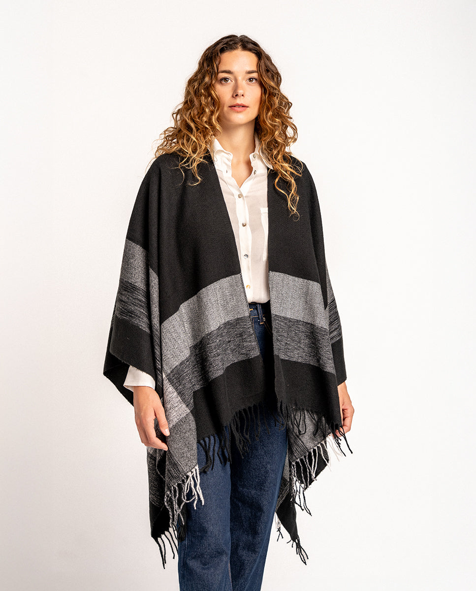 abbacino-poncho-estampado-a-rayas-negro-talla-nica image 3