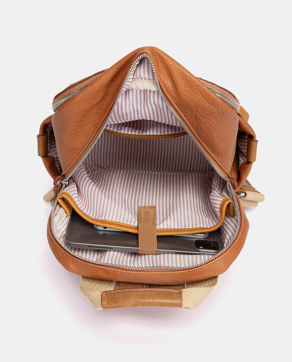 abbacino-mochila-mujer-materiales-reciclados-cognac image 5