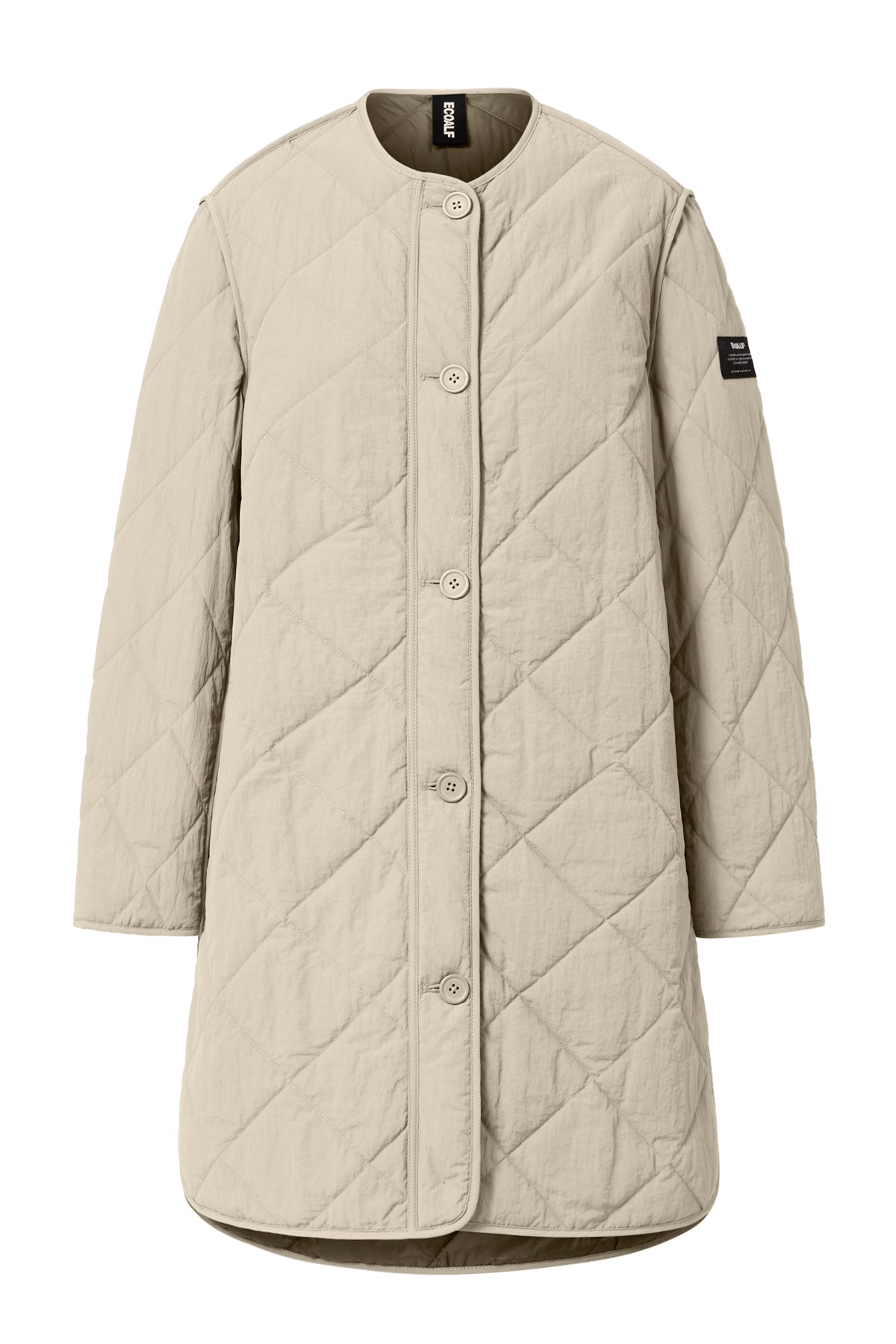 chaqueta-mayen-beige-de-mujer-ecoalf-100-poliamida-reciclada-fit-holgado-y-largo image 6