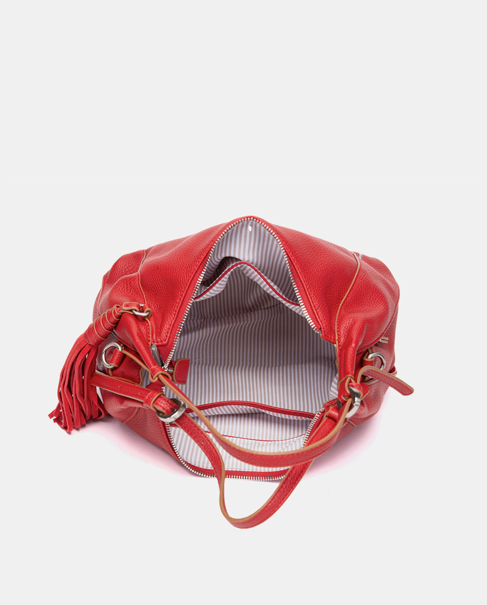 abbacino-bolso-de-hombro-rojo-en-materiales-reciclados-con-borla image 6