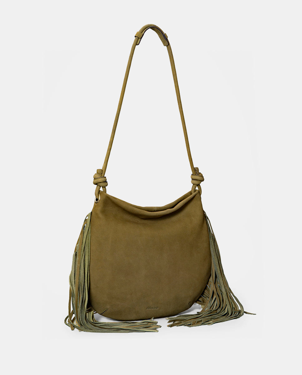 abbacino-bolso-de-hombro-en-piel-verde-con-flecos image 2