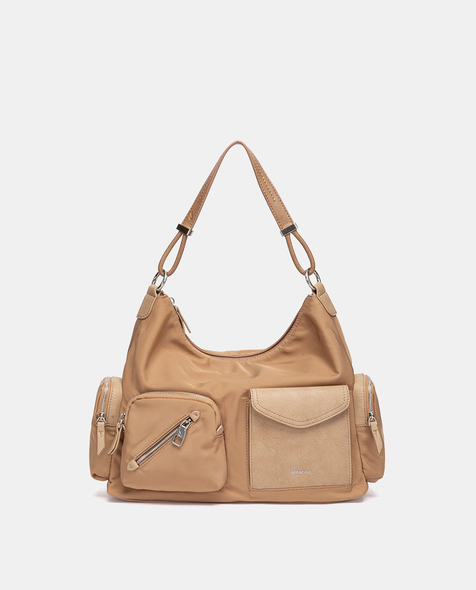 abbacino-bolso-hombro-hobo-tejido-reciclado-camel image 1