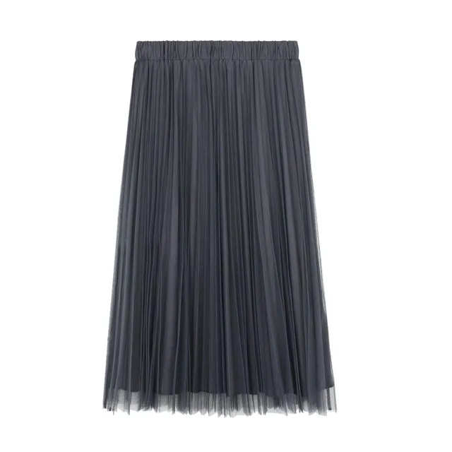 parfois-falda-plisada-cintura-el-stica-mujer-gris image 1